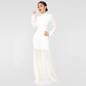 Cardi Party Runched Dress-White